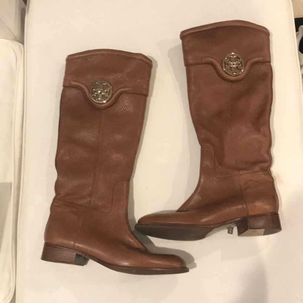 Tory Burch brown leather riding boots